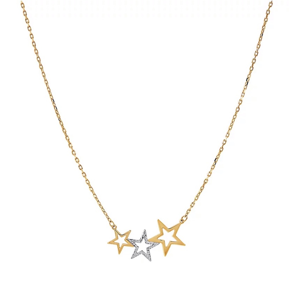 NWOT 17 in 10K two tone gold star necklace